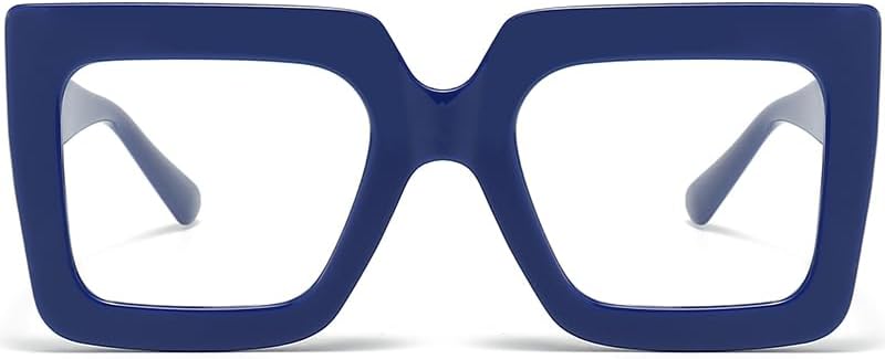 Breaksun Oversized Blue Light Glasses for Women Fashion Thick Square Computer Eyewear Non-Prescription Black Glasses (Dark Blue) - Image 1